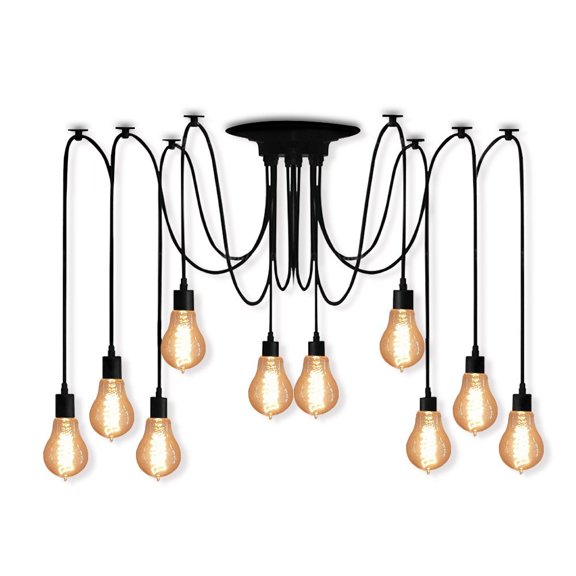 10 head Vintage Edison Multiple Ajustable DIY Ceiling Spider Lamp Light Pendant Lighting Chandelier Modern Chic Industrial Dining(light bulb is not included)