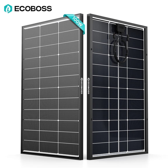 ECOBOSS 100W Bifacial Solar Panel, N-Type Monocrystalline 12V High Efficiency Solar Panel for RV, Home, Camping and Off-Grid Systems