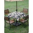 thumbnail image 3 of Beige Flower Pattern Outdoor Tablecloth - 60x60 Inch Square Dining Table Cover, Retro Country Tie-dye Floral Abstract Blue Waterproof Outdoor Table Cloth with Umbrella Hole & Zipper for Picnic/Patio, 3 of 7