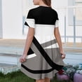 thumbnail image 5 of CCRFTGI Short Sleeve Dresses for Children Girls Size 7 Basic 2026 Summer A Line Skater Dress Cute Color block Dresses Party Girls Fashion Dark Gray 11-12 Years, 5 of 5