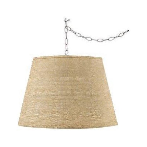 Beige Burlap 16 Inch Drum Portable Swag Lamp Shade