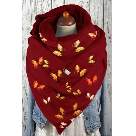 

Honeeladyy Discount Fashion Winter Women Paisley Print Button Soft Wrap Casual Warm Scarves Shawls