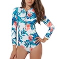 thumbnail image 1 of Traje de baño femenino Sexy de una pieza, traje de baño ajustado de manga larga para surf y buceo, traje de baño con cremallera, 1 of 6