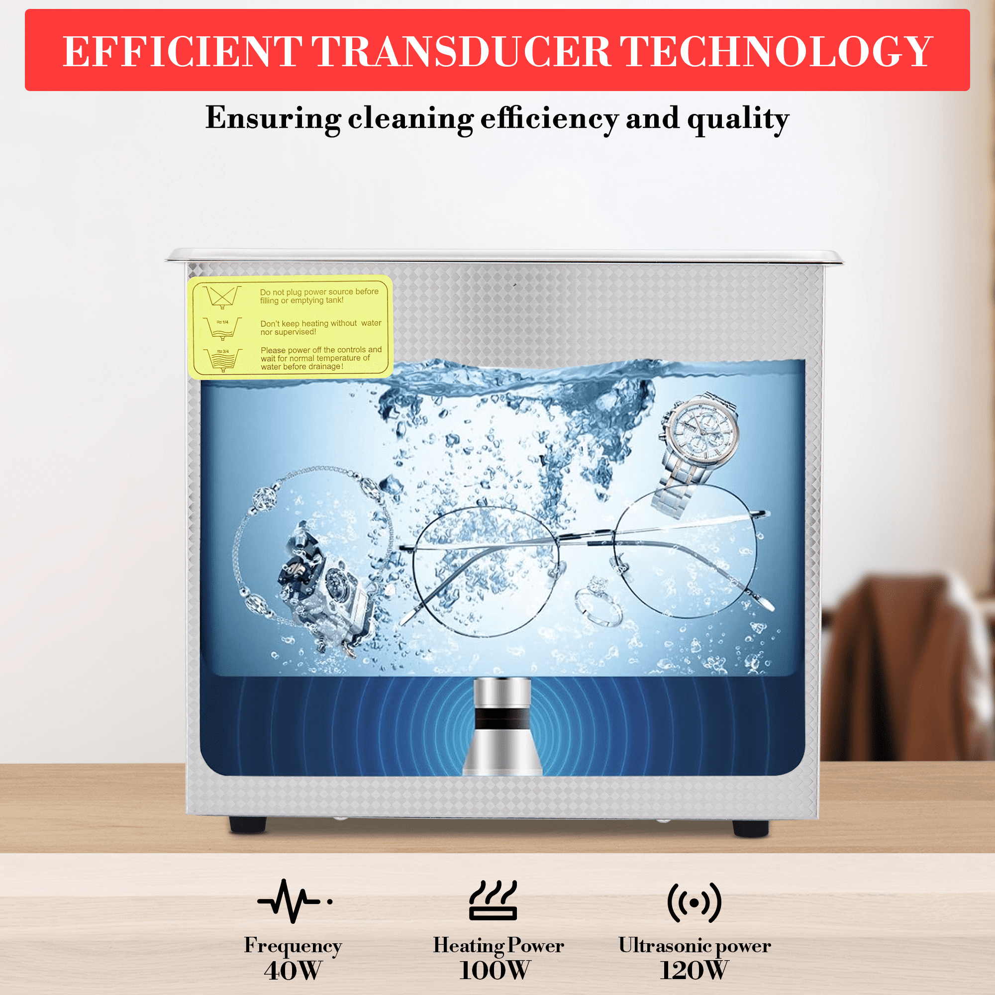 Kojooin 3l Digital Ultrasonic Cleaner with Heating Function | 40khz & 120w Cleaning System | Timer Control, Suitable for Jewelry, Eyeglasses, and Watches