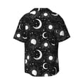 thumbnail image 5 of Uemuo Crescent and Stars Pattern Cotton Linen Short Sleeve Shirts,Casual Lightweight Button Down Shirts,Vacation Beach Summer Tops-Medium, 5 of 7
