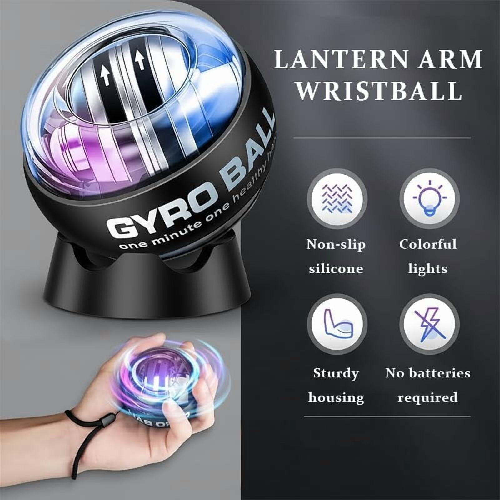 Wrist Trainer Ball Auto-Start Gyroscopic Forearm Exerciser Gyro Ball for Strengthen Arms, (1pcs-black)