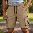 thumbnail image 6 of Mens Hiking Cargo Shorts 7" Quick Dry Lightweight Waterproof Stretch Drawstring Beach Shorts with Zipper Pockets for Hiking Golf Casual Loose Fit Big and Tall Size XS-3XL Coffee, 6 of 8