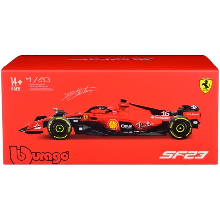 Ferrari SF-23 #16 Charles Leclerc "F1 World Championship" (2023) with Display Case 1/43 Diecast Model Car by Bburago