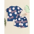 thumbnail image 6 of Suagox 2Pcs Baby Boy Summer Outfits Short Sleeve Dinosaur/Baseball Print Tops + Shorts Set Toddler Clothing for 6-24 Months and 2-4 Years Old Boy, 6 of 10