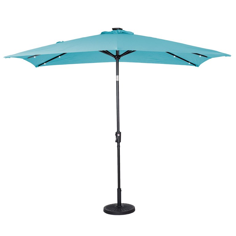 lighted olefin patio umbrella WestinTrends 10 ft Outdoor Solar LED Cantilever with Base Weights, Dark Green 240g/m Reviews for Sonkuki 9 ft.