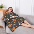 thumbnail image 5 of Oversized Wearable Blanket Hoodie,Gray Halloween Pumpkins Skulls and Bones Sherpa Blanket Hoodie with Super Pockets,Super Warm Fuzzy Pullover for Women & Men, 5 of 6