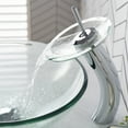 thumbnail image 3 of KRAUS Clear Glass Bathroom Vessel Sink and Waterfall Faucet Combo Set with Matching Disk and Pop-Up Drain, Chrome Finish, 3 of 8