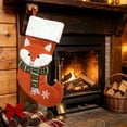 thumbnail image 6 of Fox Christmas Stocking with Green and Red Scarf and White Cuff for Fireplace Mantel Decor, 6 of 8