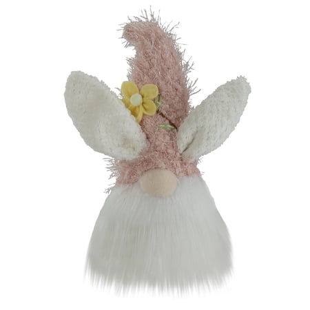 Northlight Easter and Spring Gnome Head with Bunny Ears - 12" - Pink and White