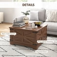 thumbnail image 5 of HOMCOM Farmhouse Coffee Table with Flip Top, Hidden Storage Compartment, Square Center Table for Living Room, Distressed Brown, 5 of 9