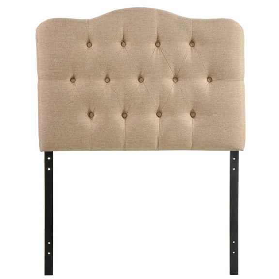 Modern Contemporary Twin Size Fabric Headboard, Beige Fabric