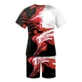 thumbnail image 3 of Men's Suit Category - All-Over Print Short Sleeve Tee and Quarter Pants Two-Piece Set for Men, 3 of 4