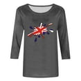 thumbnail image 2 of WREESH Womens Great Britain Uk Flag T-Shirts Fashion Printed T-Shirt 3/4 Length Sleeve Blouse Patriotic Basic Graphic Tees Crewneck Casual Tops Gray, 2 of 5