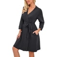 thumbnail image 3 of MINTREUS Women Kimono Robes Short Robe Soft Knit Sleepwear Homewear Knit Spa Bathrobe, 3 of 6