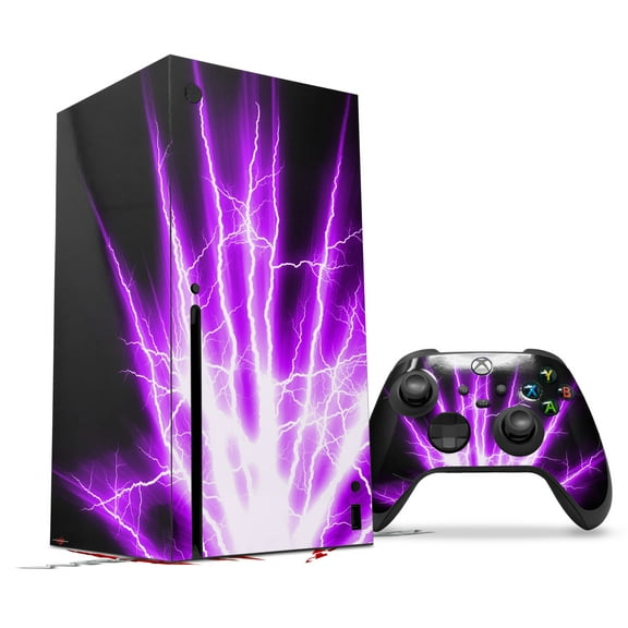 WraptorSkinz Skin Wrap compatible with the 2020 XBOX Series X Console and Controller Lightning Purple (XBOX NOT INCLUDED)