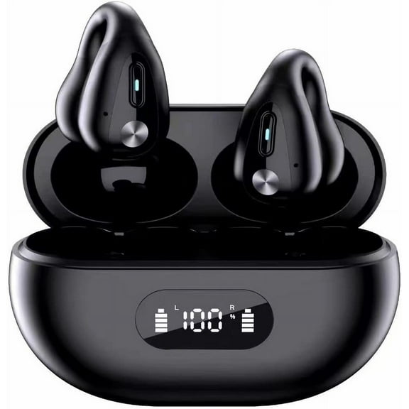 Elleryy Casual Listening Ear-Clip Bluetooth Bone Conduction Earbuds, Black