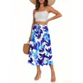 thumbnail image 2 of WTOBBY Women's Casual Bohemian Floral Print Skirt Temperament Pocket Design, Stylish Comfortable Skirt for Women Outdoor Cafes Shopping and Weekend Outfits,Sky Blue L, 2 of 4