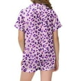 thumbnail image 5 of Silk Pjs Kids Leopard Pjs Short Sleeve Button Down Loungewear Soft Matching Kids Pajamas 8-9 Years, 5 of 5