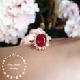 thumbnail image 3 of 7 carats Genuine Lab Grown Ruby ring, Halo ruby engagement ring, vintage halo design engagement ring, 3 of 4