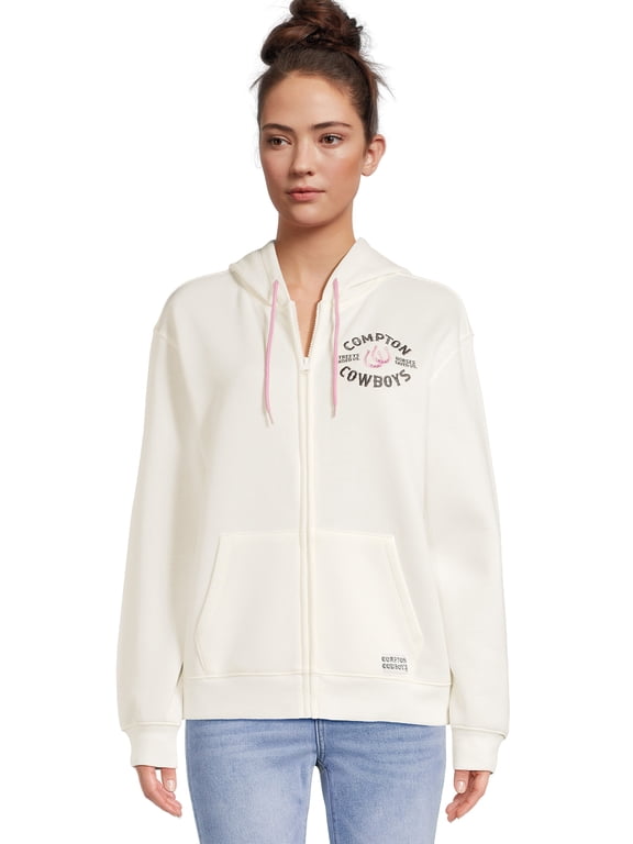Compton Cowboys Juniors' Graphic Zip-Up Hoodie with Long Sleeves, Sizes XS-XXXL