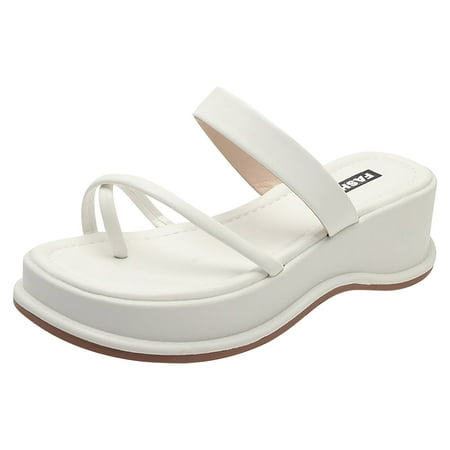 

Quealent Adult Women Sandal Work Sandals for Women Women s Set Of Toe Sandals Summer Square Head Clip Feet A Word Slippers Slope with Women Sandals White 8