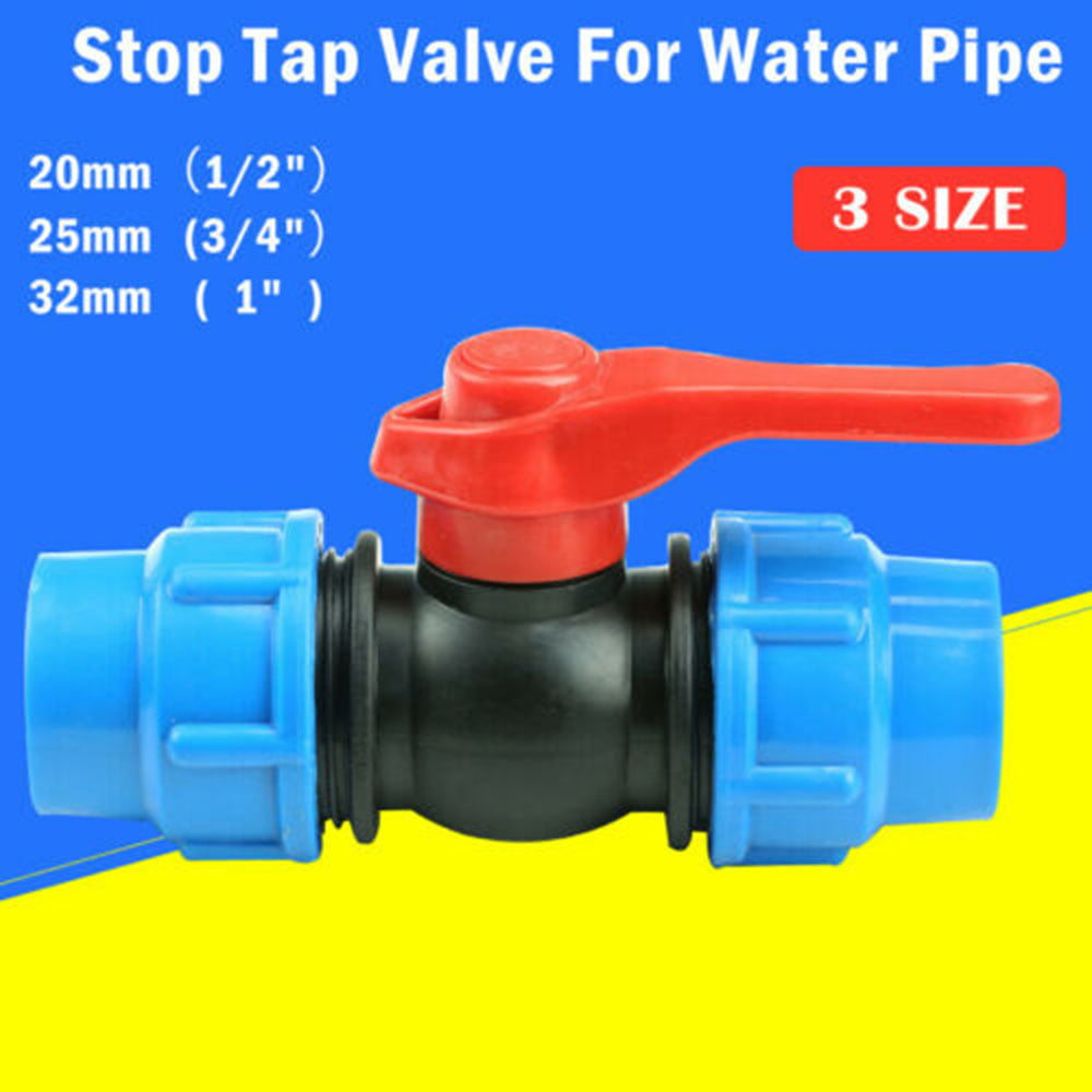 Stop Tap Valve For HDPE Or Alkathene Water Pipe Compression Ends 20mm/25mm/32mm 