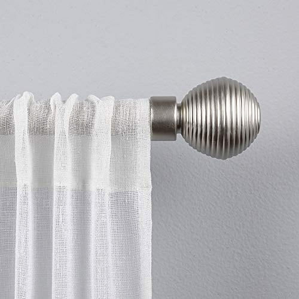Exclusive Home Modern Layer 1" Curtain Rod and Coordinating Finial Set, Matte Silver, Adjustable 36"-72"