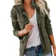 thumbnail image 1 of Women Coat Stand Collar Zipper Multiple Pockets Solid Color Long Sleeves Soft Casual Cardigan Pure Color Spring Coat for Daily Wear, 1 of 5
