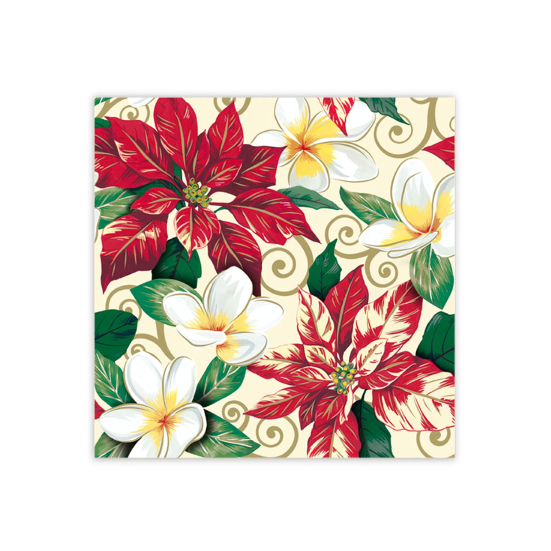 Festive Plumeria & Poinsettia Design Hawaiian Gift Wrap Paper 2 Rolls