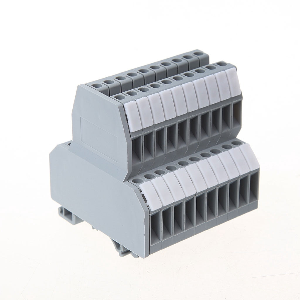 50 Pcs UKK3 DIN Rail Double Level Dual Row Terminal Block 500V 25A 28-12AWG Gray