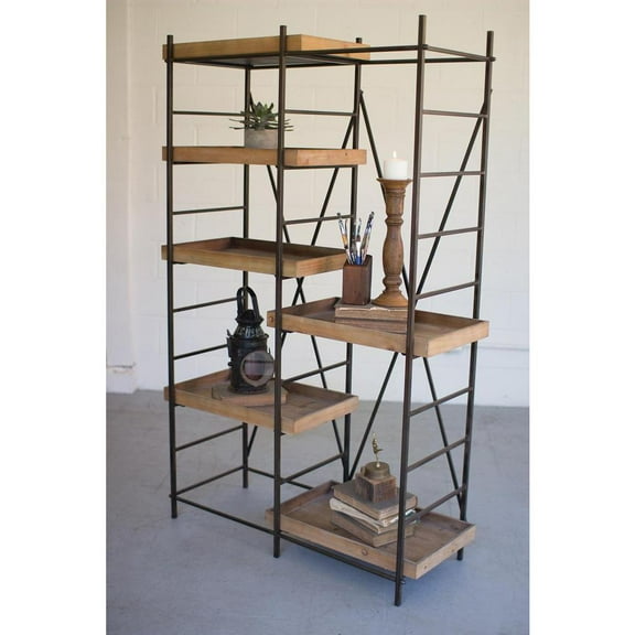 Kalalou Inc Iron Shelving Unit W Six Adjustable Wooden Shelves