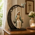 thumbnail image 3 of Virgin Mary Cradle Swing Figure, Virgin Mary Christ Statue with Sitting Swing, Elegant Hand Painted Blessed Mother Bookshelf Decor Sculpture for Home, Office, Desk, or Living Room Shelves, 3 of 6