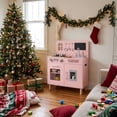 thumbnail image 5 of TLSUNNY Kids Wooden Play Kitchen with Real Lights & Sounds, Pretend Kitchen Playset with Sink, 6 Cookware & Chalkboard, Gift for Toddlers, 5 of 10