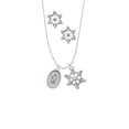 thumbnail image 2 of Delight Jewelry Silvertone Awareness Ribbon - Oval Seal Silver tone Snowflake Charm Necklace and Stud Earrings, 2 of 4