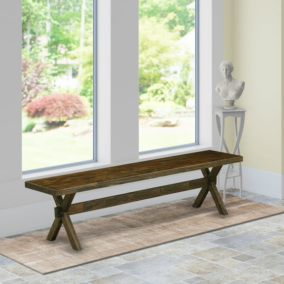 East West Furniture X-Style 15x72" Wood Dining Bench in Jacobean Brown