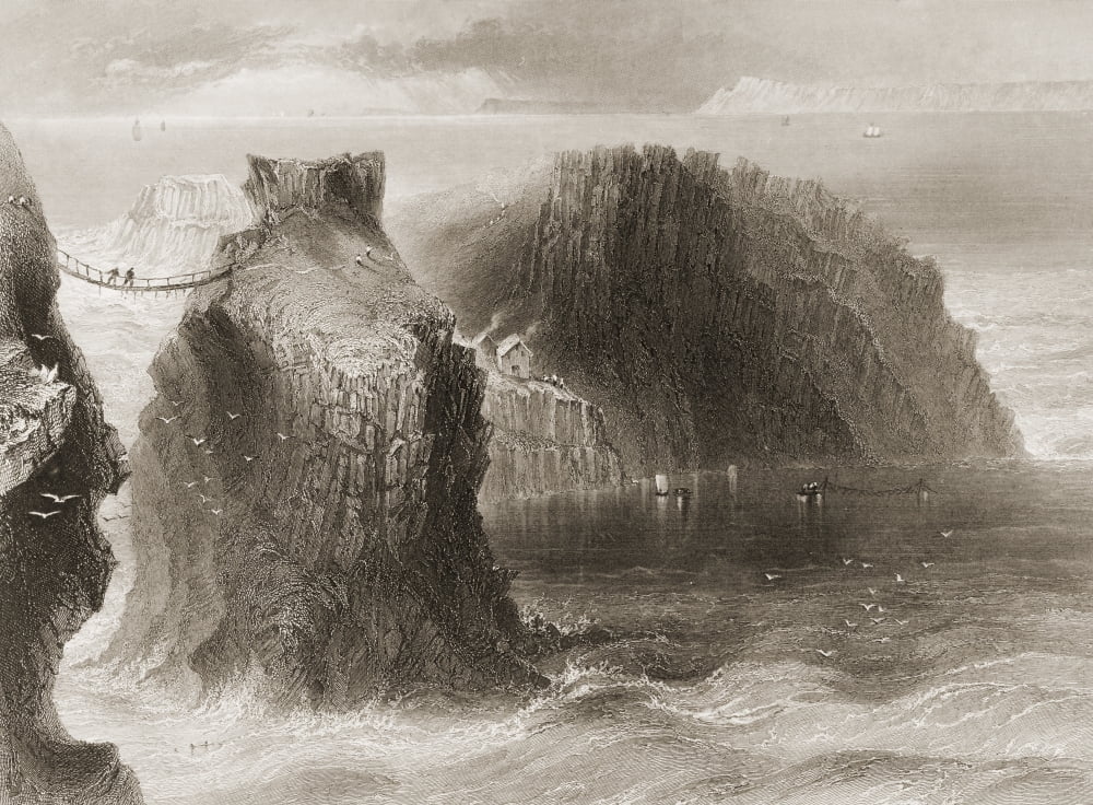 Carrick-A-Rede County Antrim Ireland Drawn By WHBartlett Engraved By CCousen From The Scenery And Antiquities Of Ireland- By NPWillis And JStirling CoyneIllustrated From Drawings By WHBartlett Publish