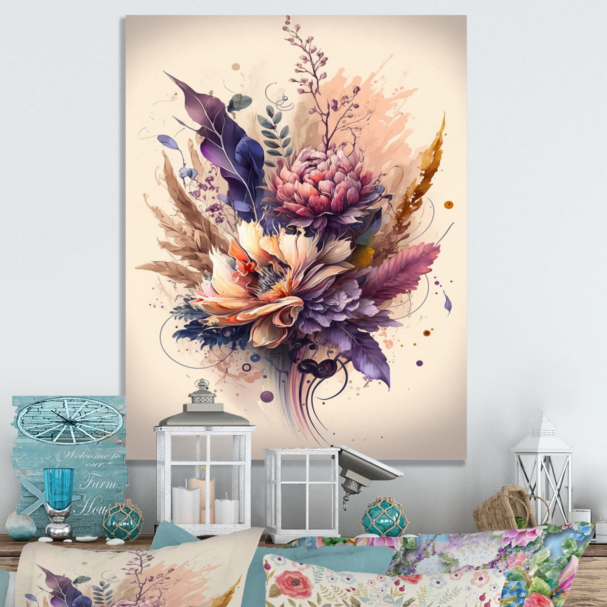 Designart Cute Bouquet Floral Art Canvas Wall Art