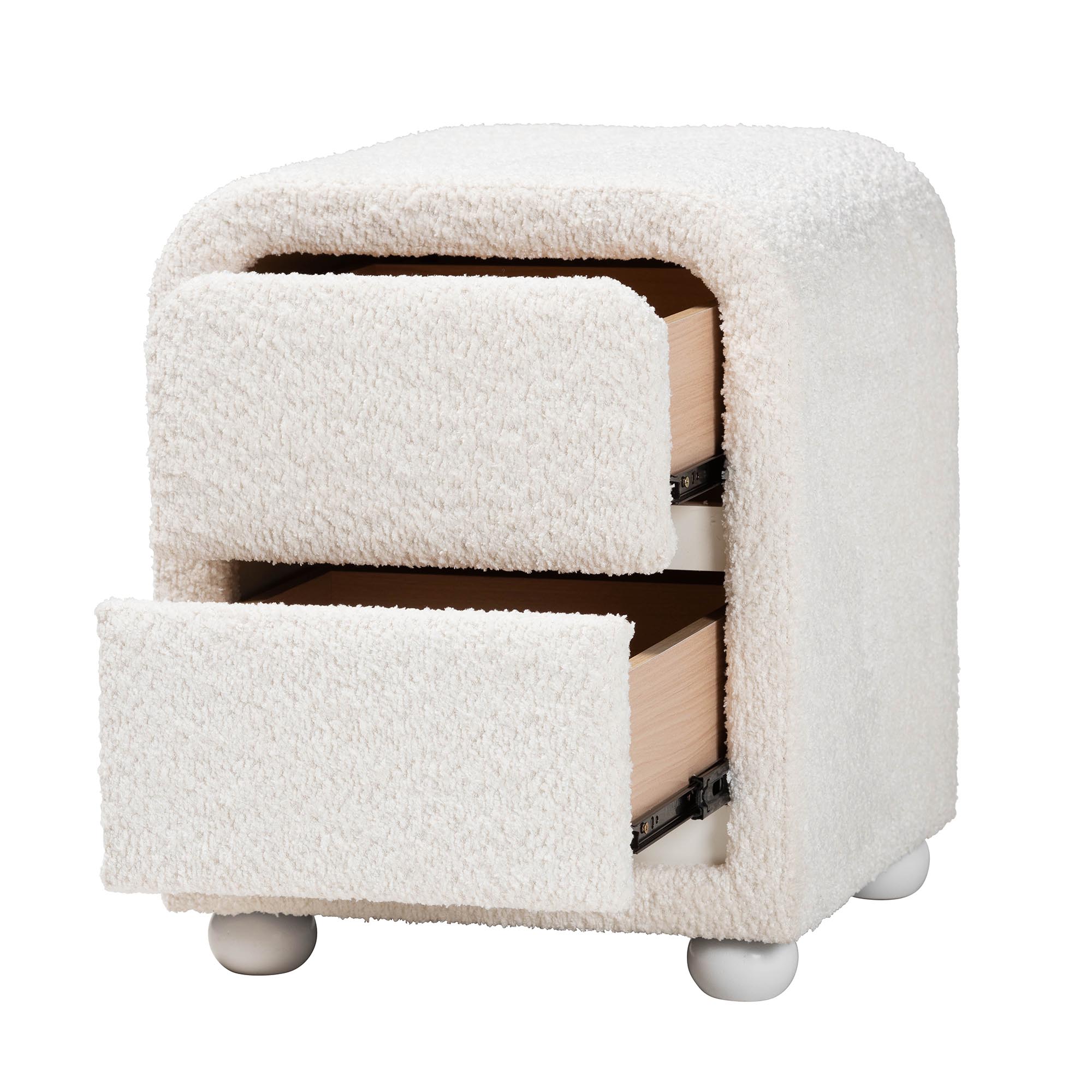 Baxton Studio Bonilla Modern Nightstand, 2-Drawer, White