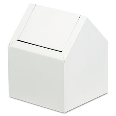 Double Entry, Swing Top Floor Receptacle, Metal, White | Bundle of 5 Each