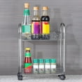 thumbnail image 6 of Slim Rolling Storage Cart Narrow Places Clear Organizer Shelf with Wheels Tight Spaces Organizer Rack for Bathroom Office Dorms Kitchen 2 Tier (Gray), 6 of 6