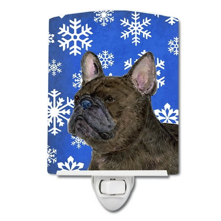 

Caroline s Treasures SS4657CNL French Bulldog Winter Snowflakes Holiday Ceramic Night Light 6x4x3 multicolor