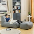 thumbnail image 3 of Stmoze Oversized Bean Bag Sofa Chair with Ottoman for Adults,Comfy Reading Chair for Bedroom,Modern Lazy Sofa Chair Bean Bag Couch with Footstool,Chaise Lounge Chair for Living Room,Grey, 3 of 9