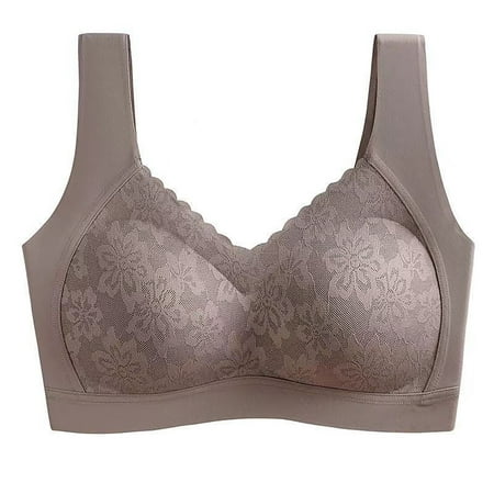 Ganfancp Plus Size Bralettes for Women Sports Bra for Large Breasts Push Up Bar Seamless Bra Backless Bra Minimizer Bra Racerback Women s Bras Wireless Women Lady Lace Gathered Bra Bra UnderweaCoffee