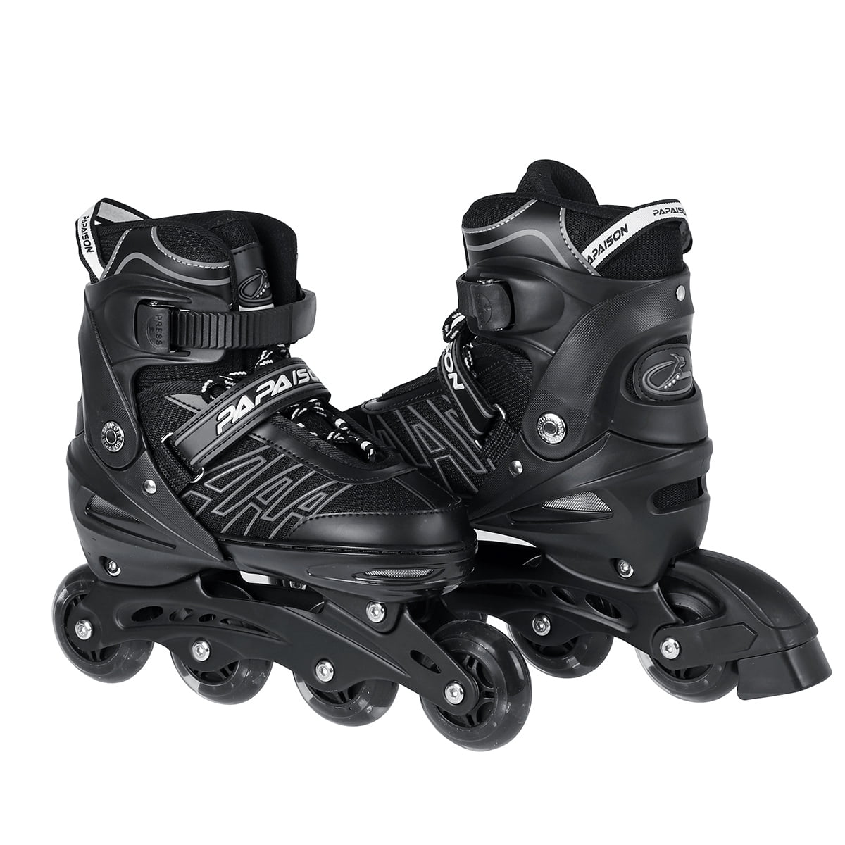 Black Adjustable Inline Skates Light Up Wheels, for Kids and Adults