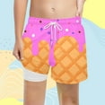 thumbnail image 2 of Utlike Boys Summer Shorts Beach Outdoor Play Elastic Waist Above Knee Comfortable Active Casual Ice Cream Waffle Or Cone Printed Shorts For Kids Size 7 Years Z44Pink, 2 of 4